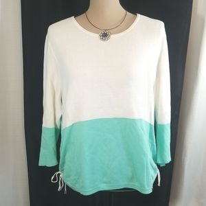 Belford Color block Round neckline Top, 3/4 sleeves.  XL